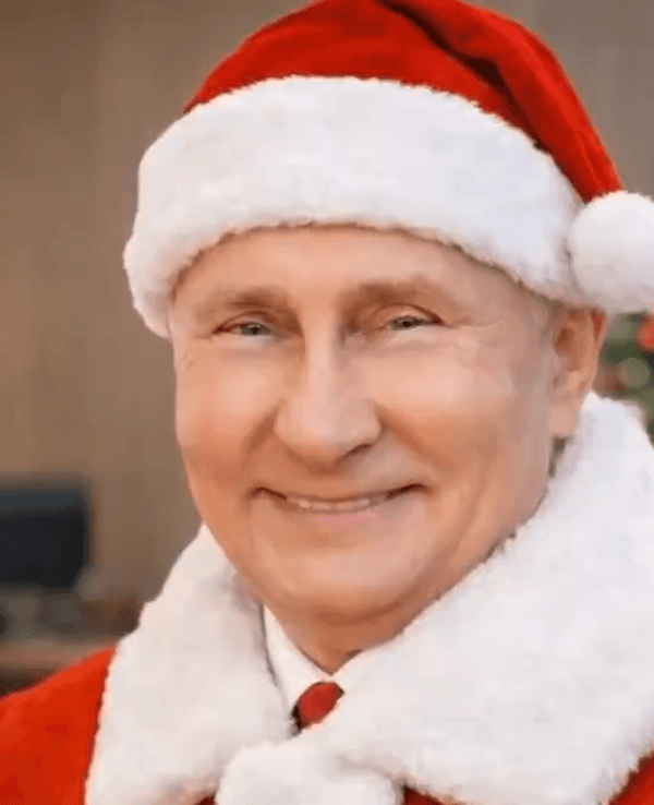 Putin als Weihnachtsmann? Screenshot aus dem KI-Video, das die russische Botschaft in Kenia veröffentlicht hat.