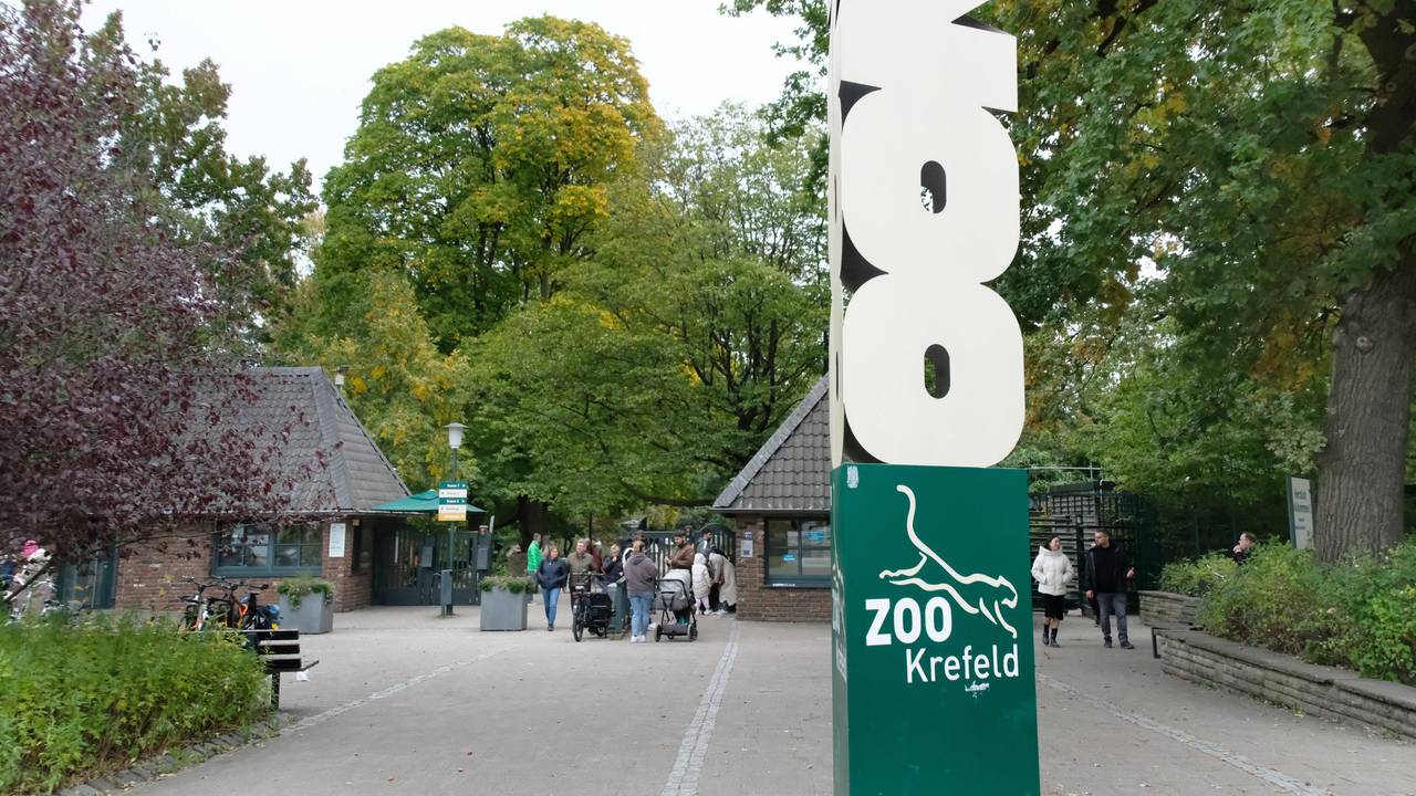 Blick auf den Eingang des Zoos in Krefeld (Archivbild).