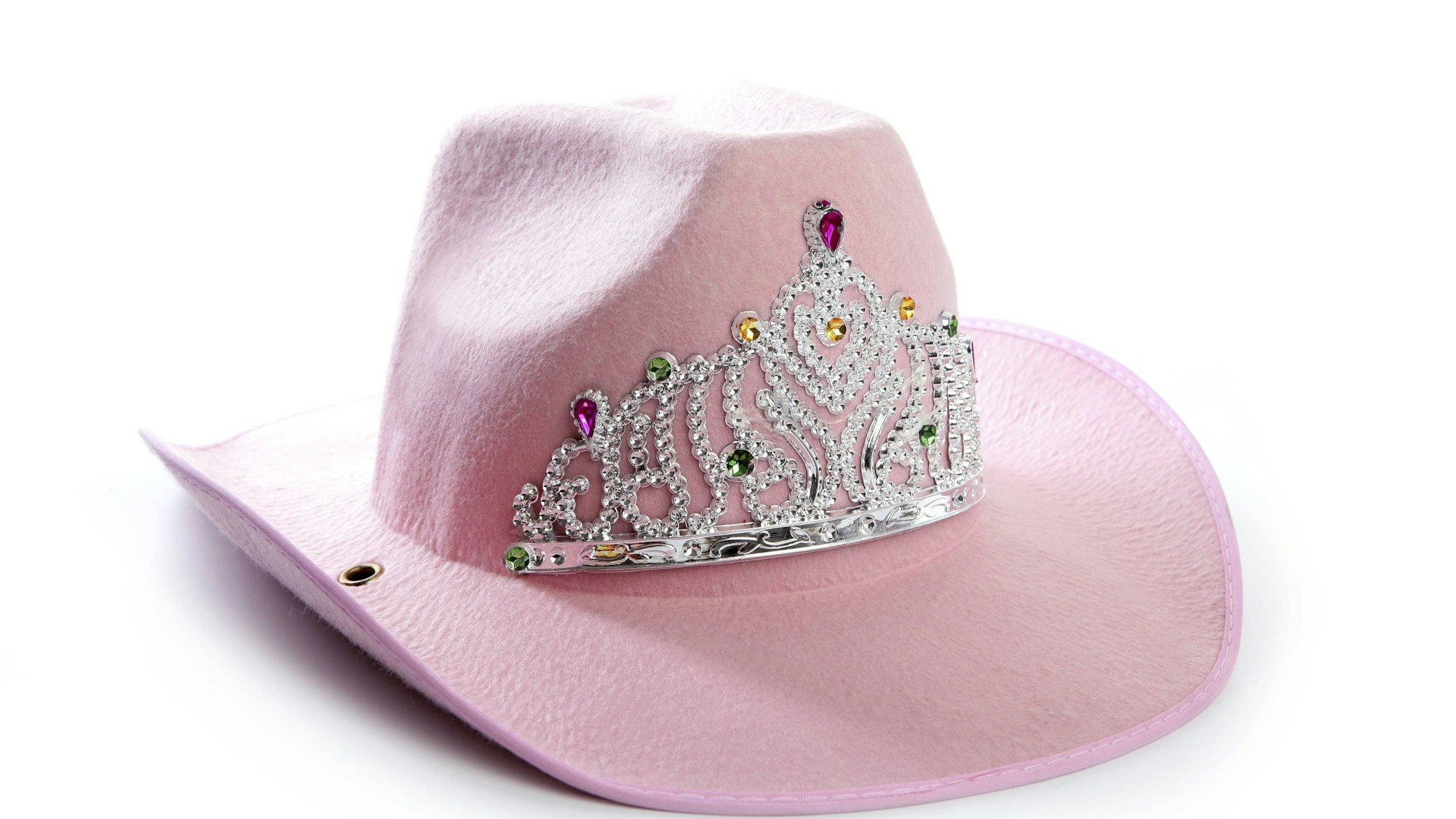 Ein rosa Kinderhut mit einer Krone