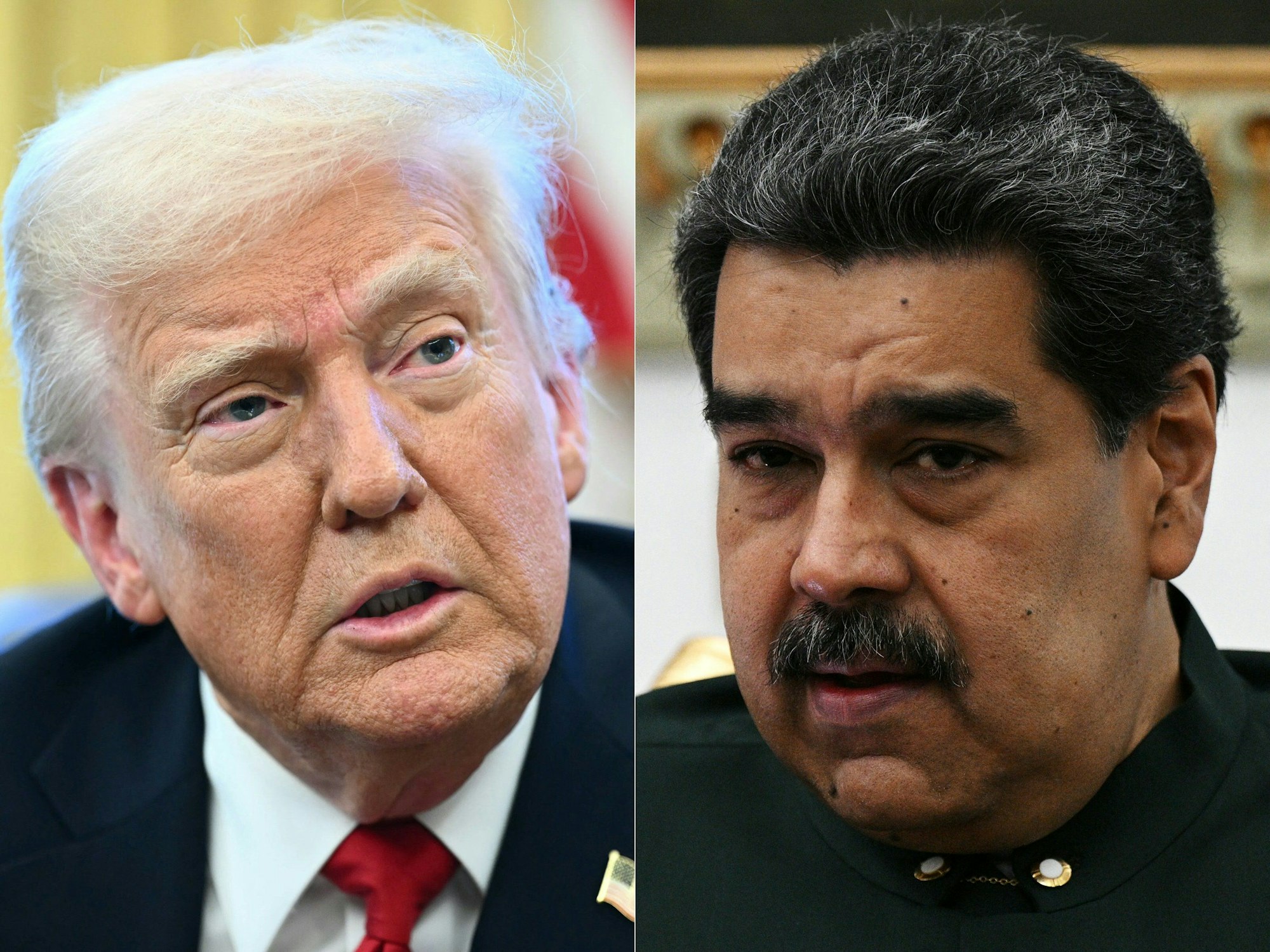Die Foto-Kombo zeigt US-Präsident Donald Trump (l.) und den venezolanischen Staatschef Nicolás Maduro. Wo er sich aktuell befindet, ist unklar.