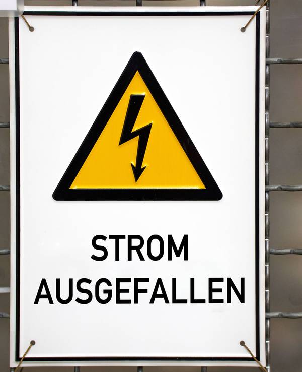 Ein Schild mit der Aufschrift Stromausfall