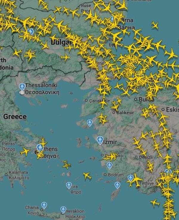 Über Griechenland ist kein Flieger unterwegs.