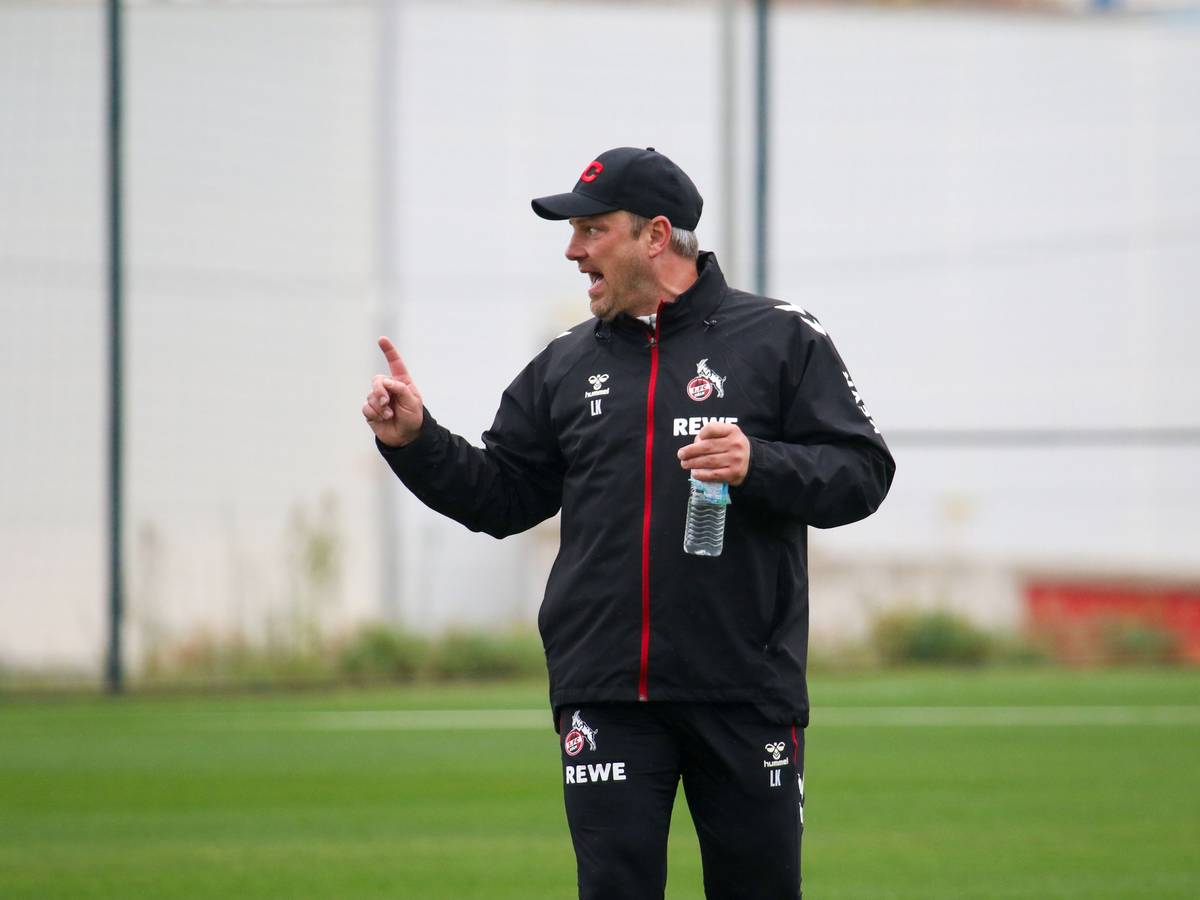 Lukas Kwasniok gibt Anweisungen im Training beim 1. FC Köln.