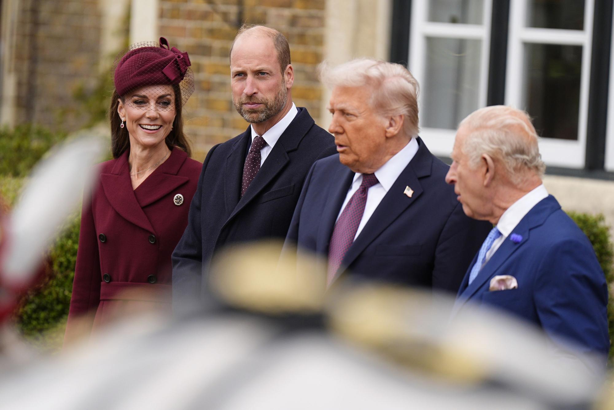 Prinzessin Kate, Prinz William, Donald Trump und König Charles beim Staatsbesuch des US-Präsidenten im September 2025.