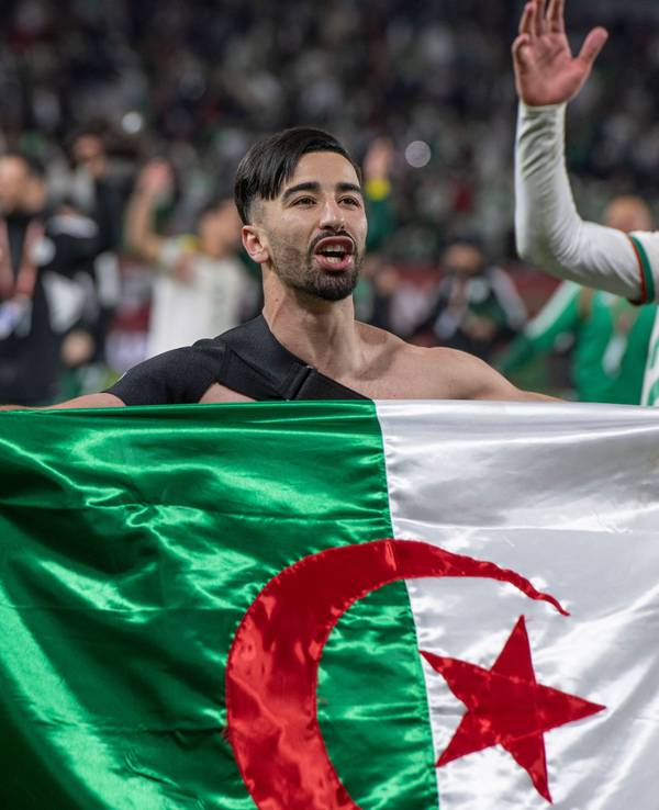 Mohammend Amoura jubelte nach dem Weiterkommen beim Afrika Cup mit seiner Mannschaft