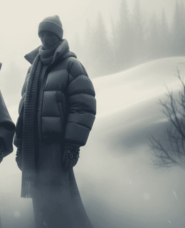 2 Models die Winterkleidung tragen.