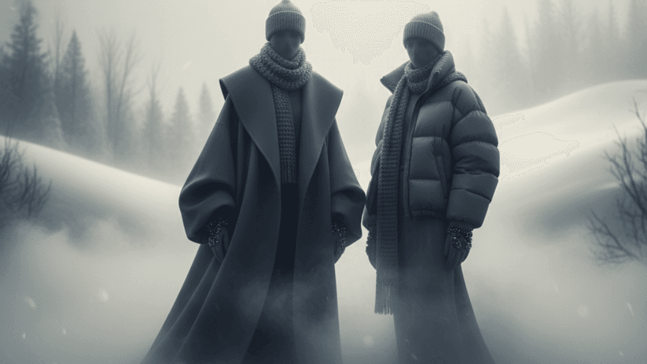 2 Models die Winterkleidung tragen.