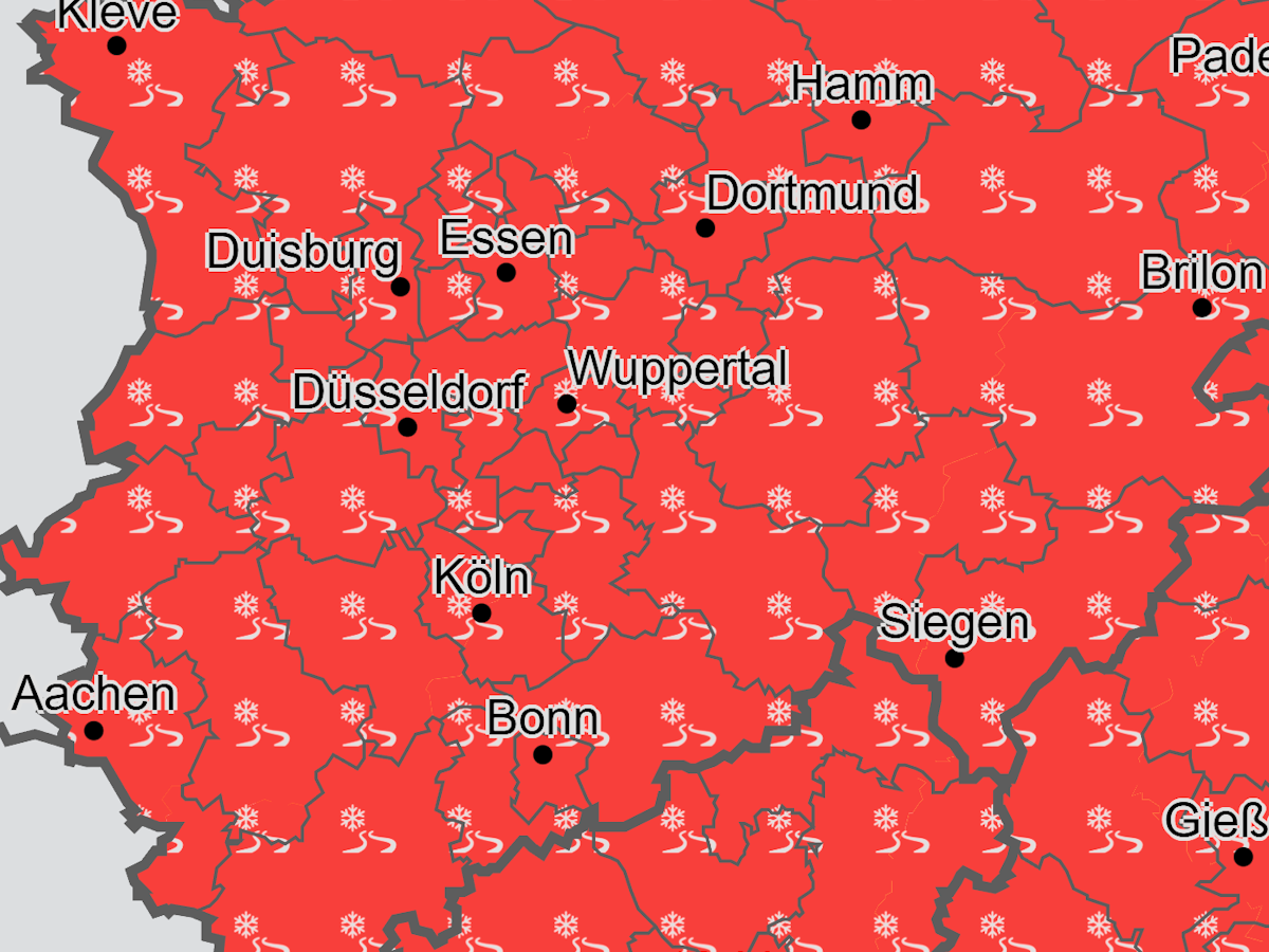 Für ganz NRW warnt der Deutsche Wetterdienst am Sonntagabend vor einer hohen Glättegefahr durch gefrierenden Regen und Eisansatz.