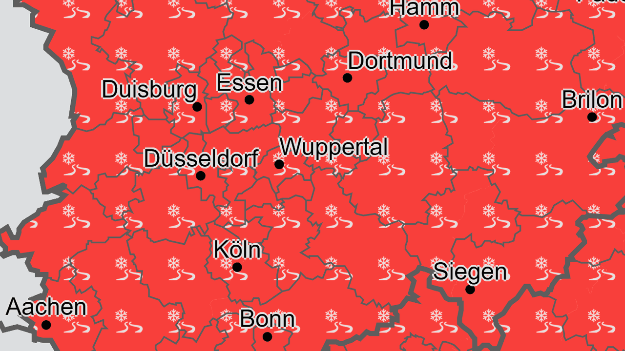 Für ganz NRW warnt der Deutsche Wetterdienst am Sonntagabend vor einer hohen Glättegefahr durch gefrierenden Regen und Eisansatz.