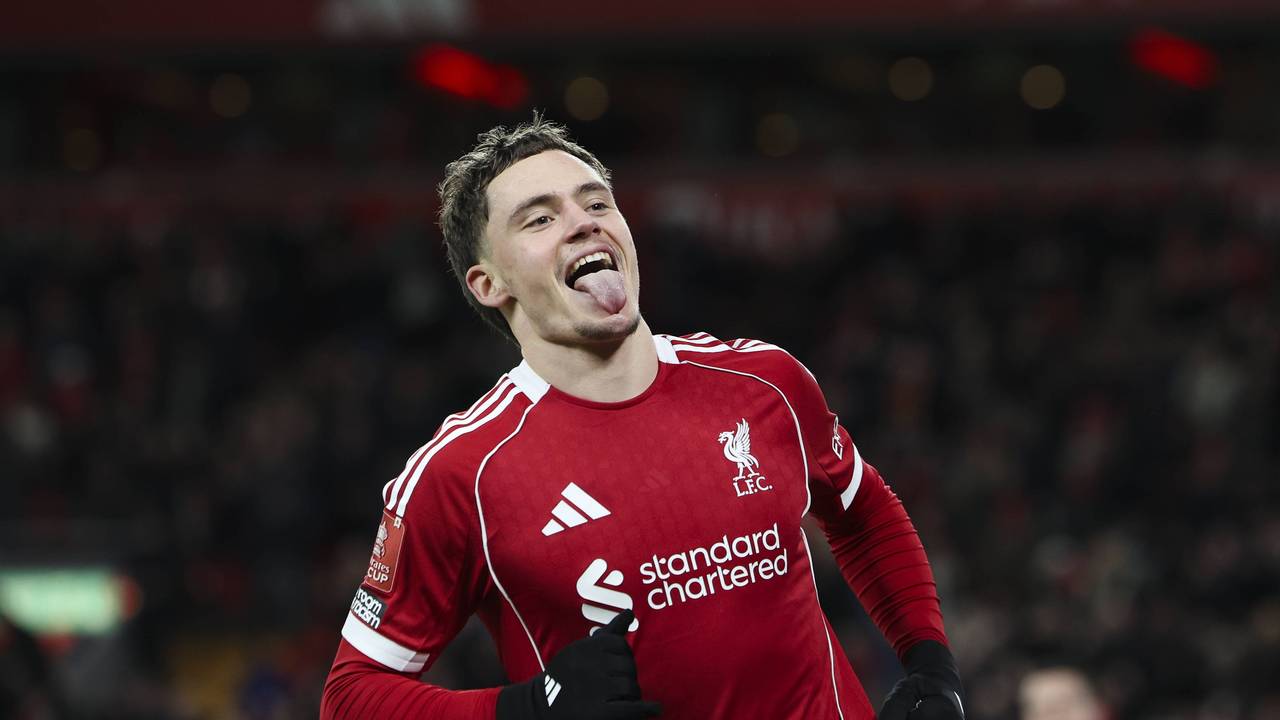 Florian Wirtz jubelt im Trikot des FC Liverpool