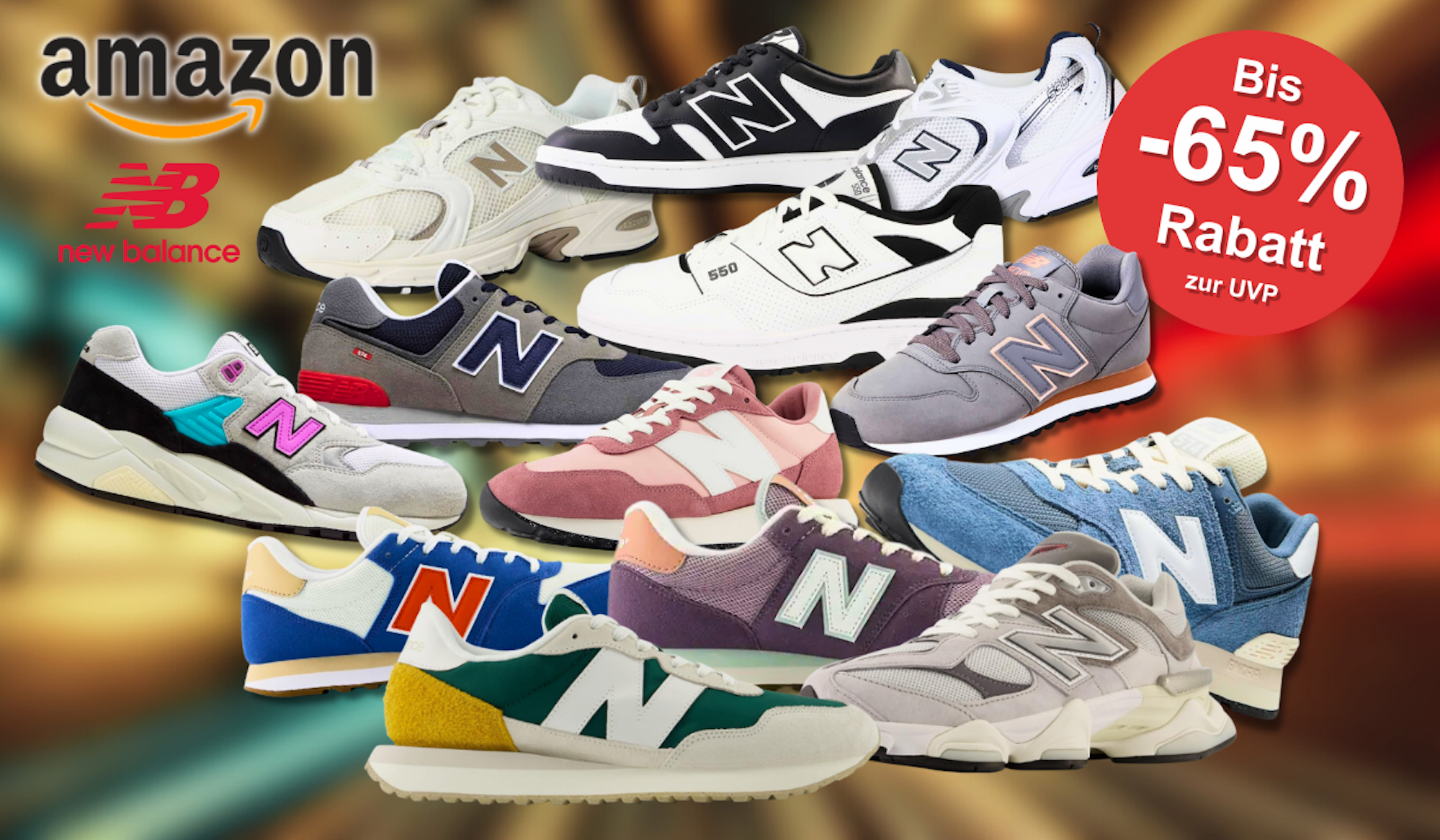 New Balance Sneaker vor einem schwarzen Hintergrund.