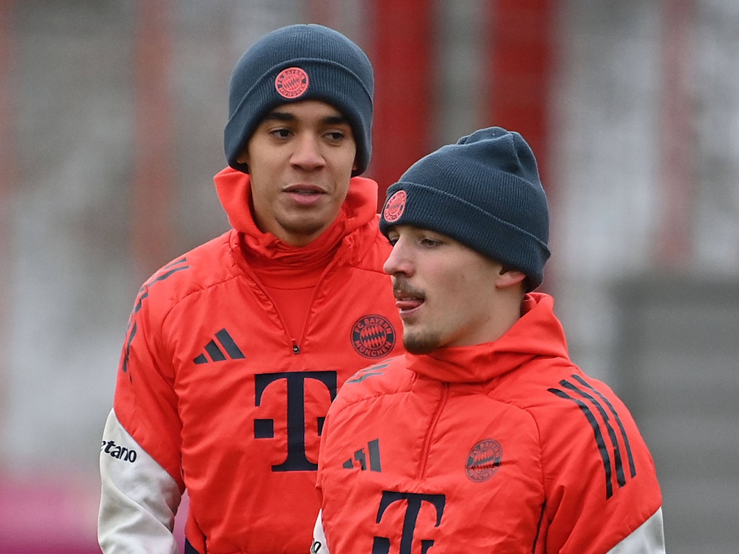 Jamal Musiala und Lennart Karl im Training.