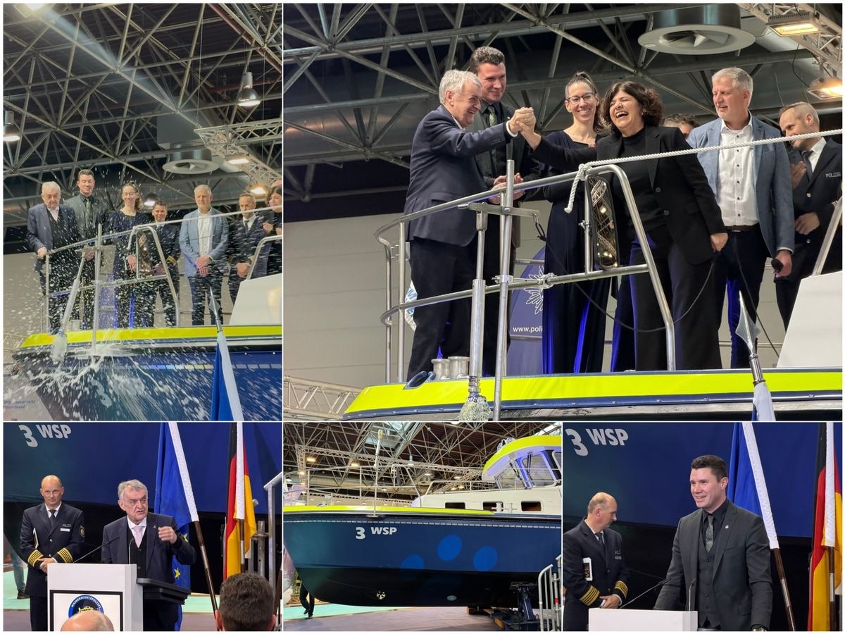 Neues Polizeiboot "WSP 3" in Düsseldorf getauft.