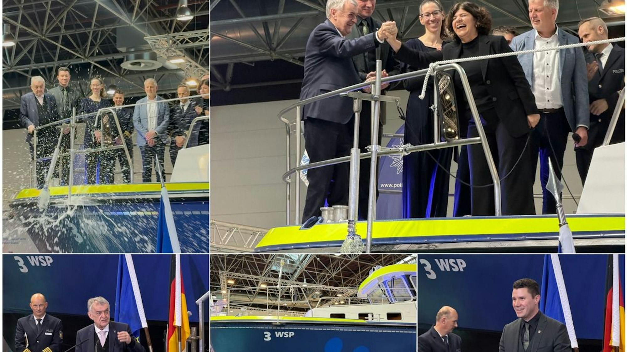 Neues Polizeiboot "WSP 3" in Düsseldorf getauft.