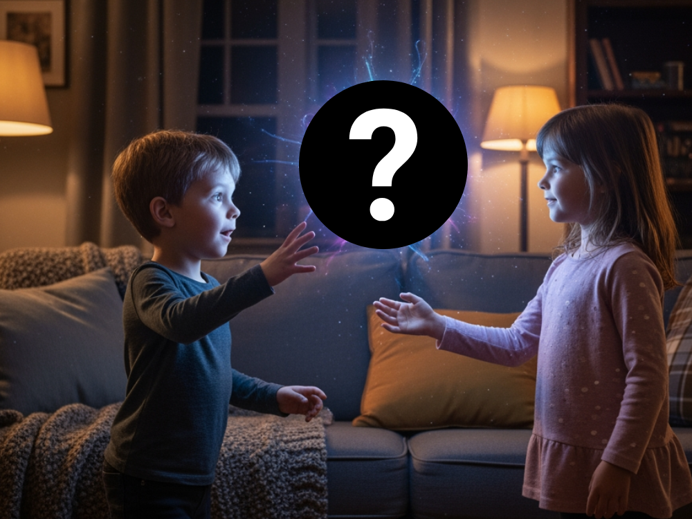 Ein KI generiertes Bild von Kindern die mit einem Spielzeug spielen.