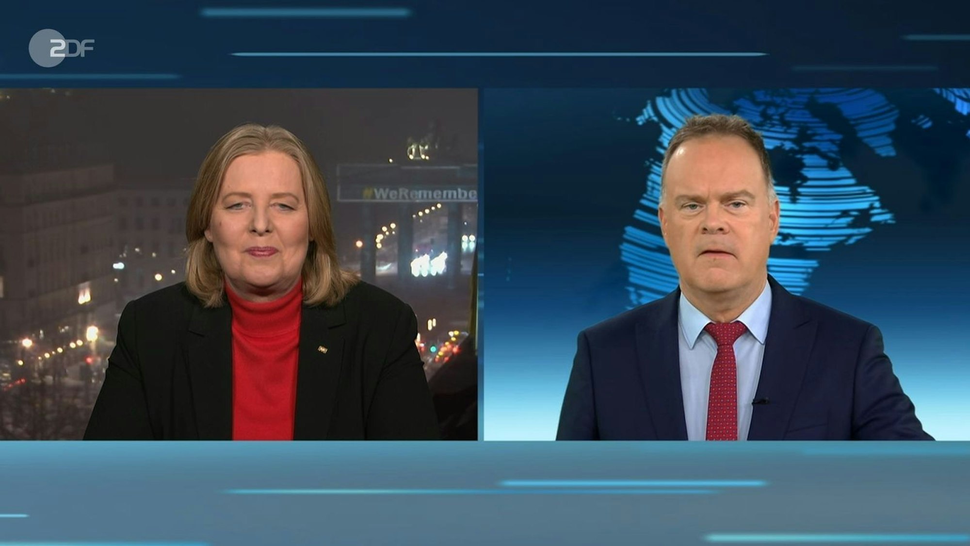 Christian Sievers und Bärbel Bas sprachen im ZDF-“heute journal“ über die Reformpläne zur Modernisierung des Sozialstaats. (Bild: ZDF)