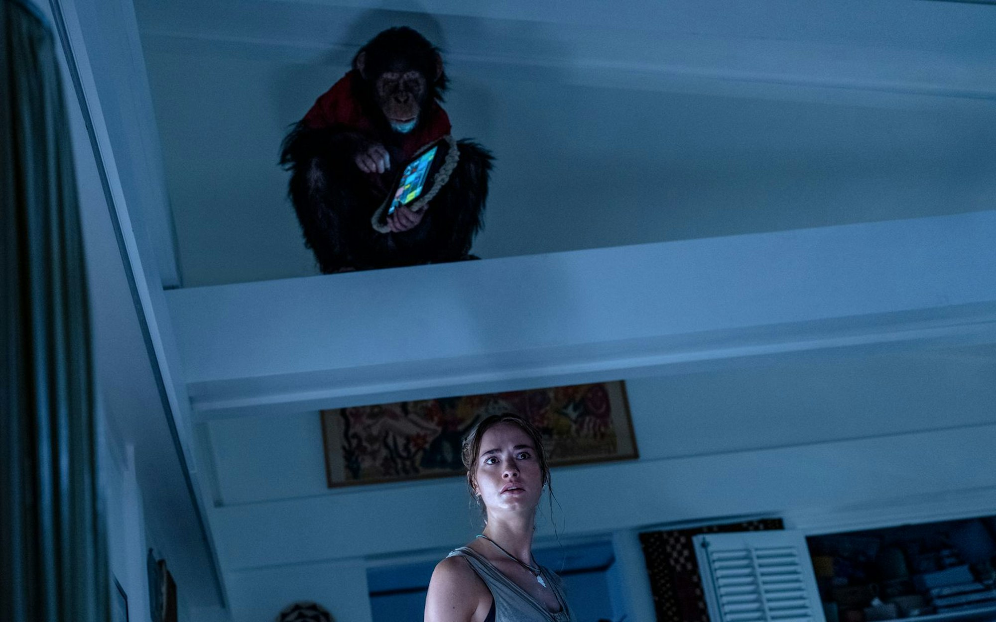 Für Lucy (Johnny Sequoyah) ist der Schimpanse Ben so etwas wie ein Familienmitglied. Aber in Familien passieren ja manchmal die schlimmsten Tragödien ... (Bild: 2026 Paramount Pictures/Des Willie)