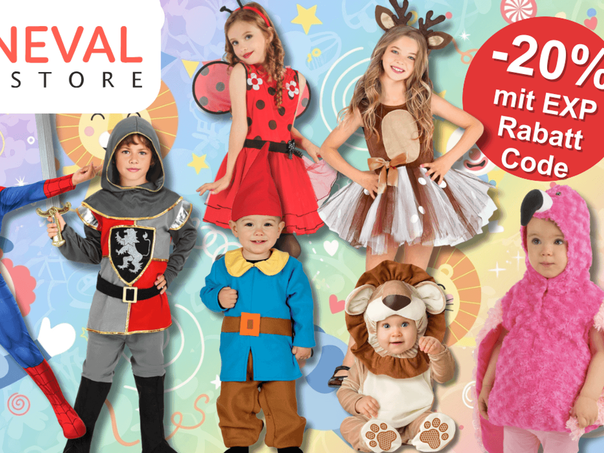 Darstellung von Kinder-Karnevalskostümen im Angebot beim Karneval-Megastore