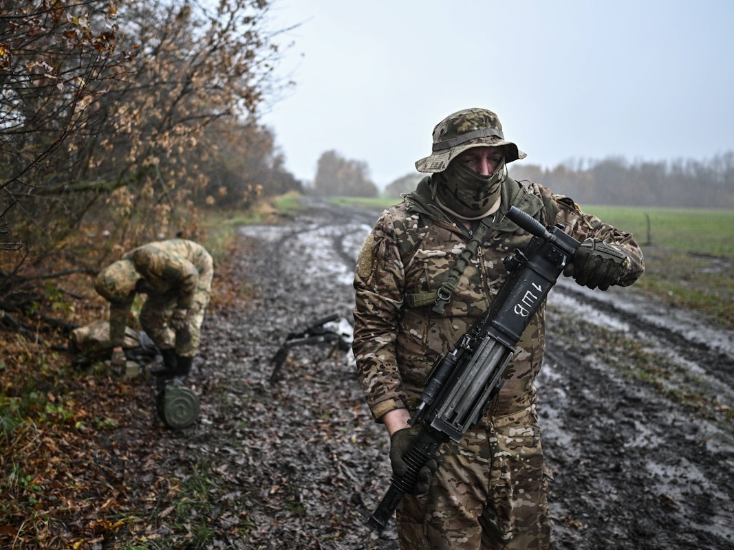 Soldaten einer russischen Einheit für Sabotage und Aufklärung sind auf einem Übungsgelände in der Region Kursk zu sehen.