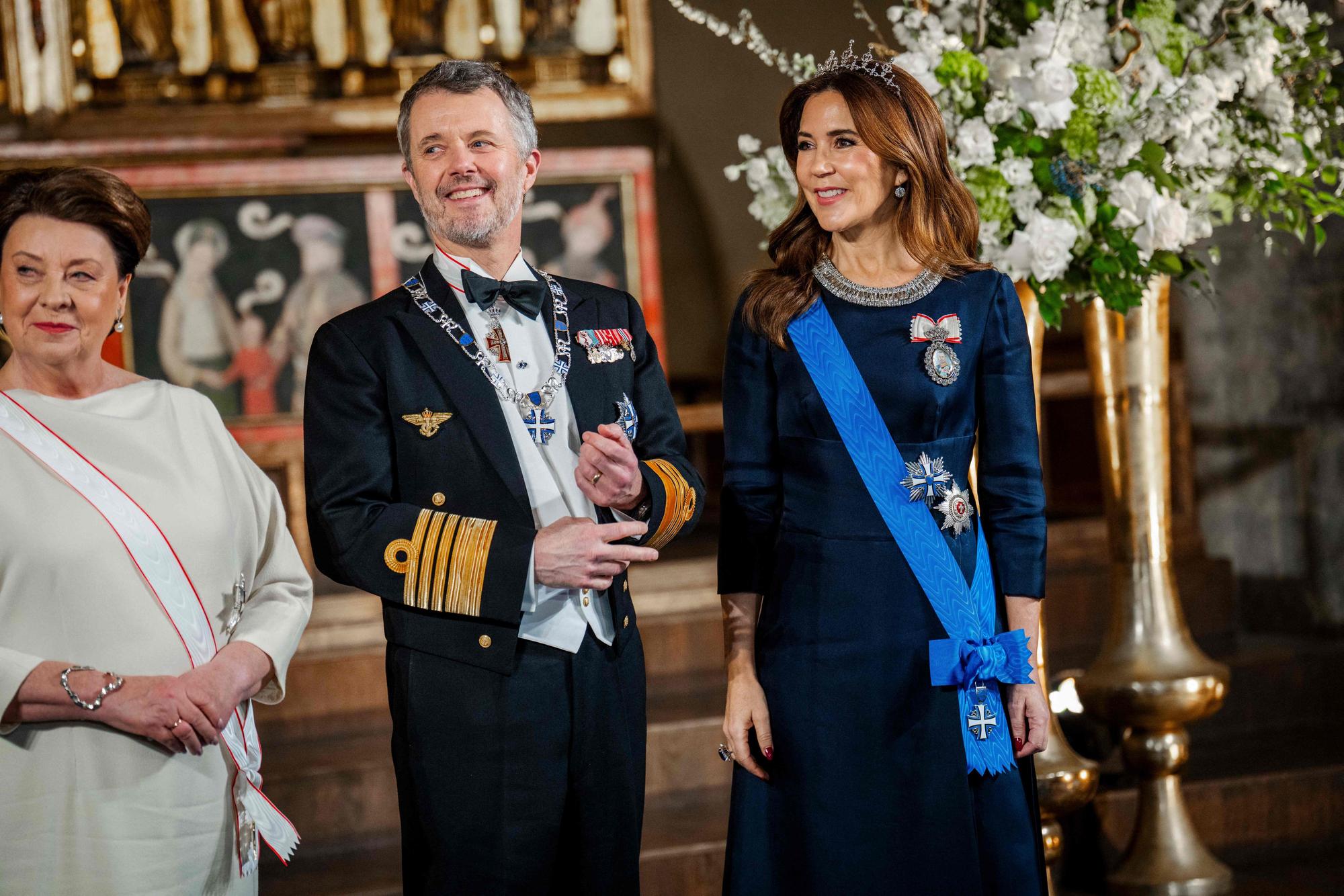 König Frederik X. und Königin Mary von Dänemark besuchen ein Staatsbankett mit Konzert in der Nikolaikirche in Tallinn.