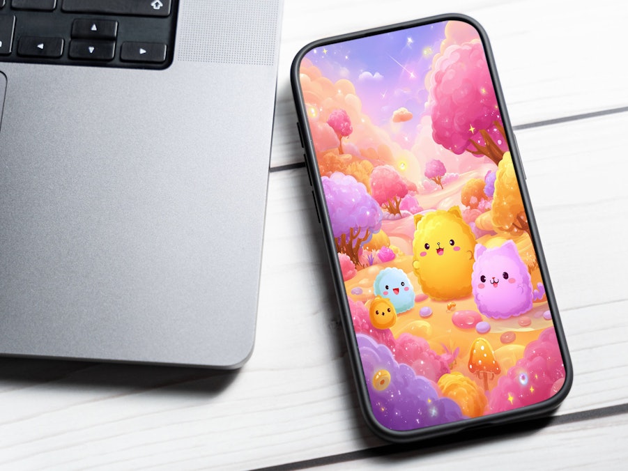 Ein Laptop und ein Smartphone mit einer Kinder-App