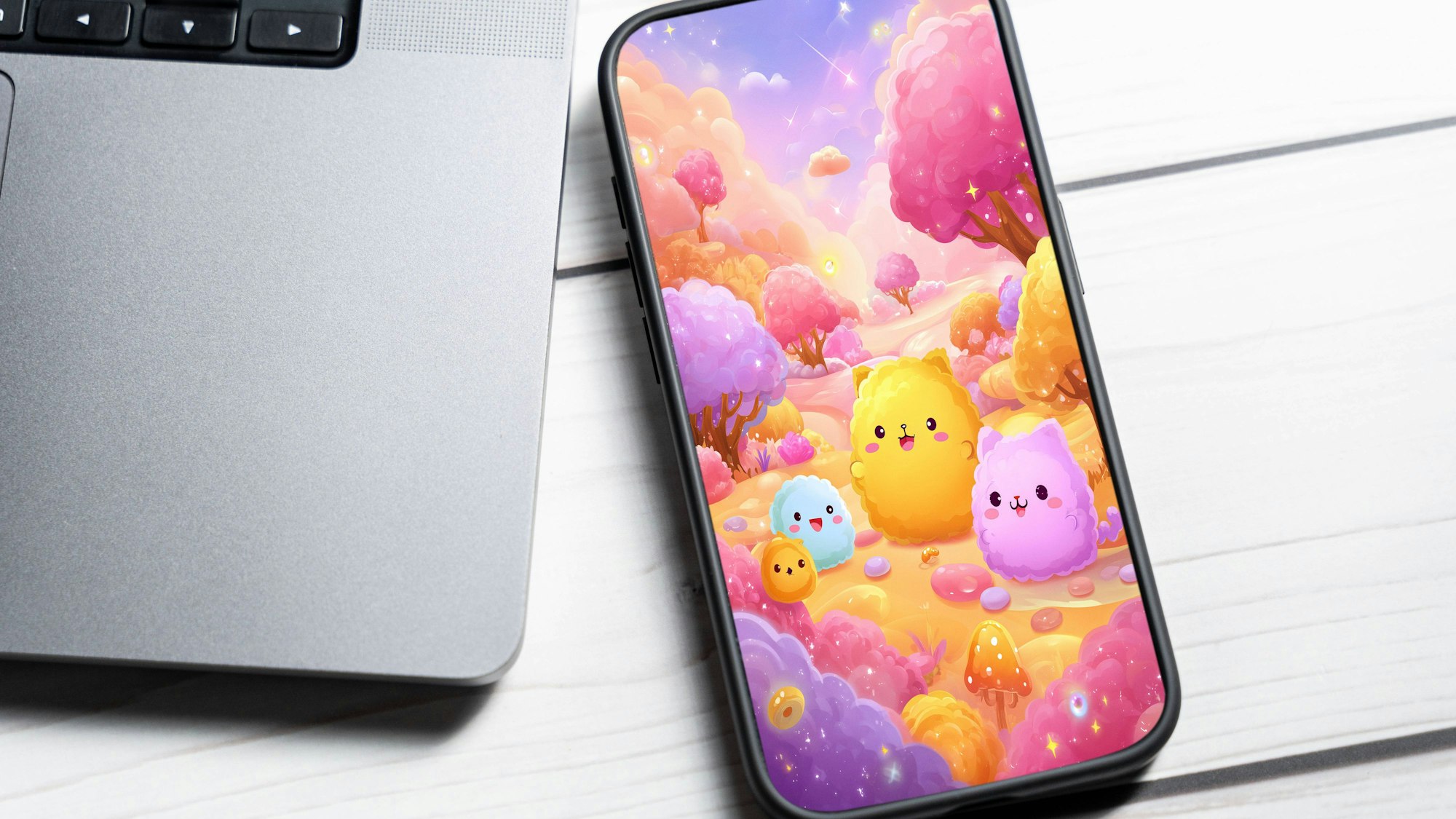 Ein Laptop und ein Smartphone mit einer Kinder-App