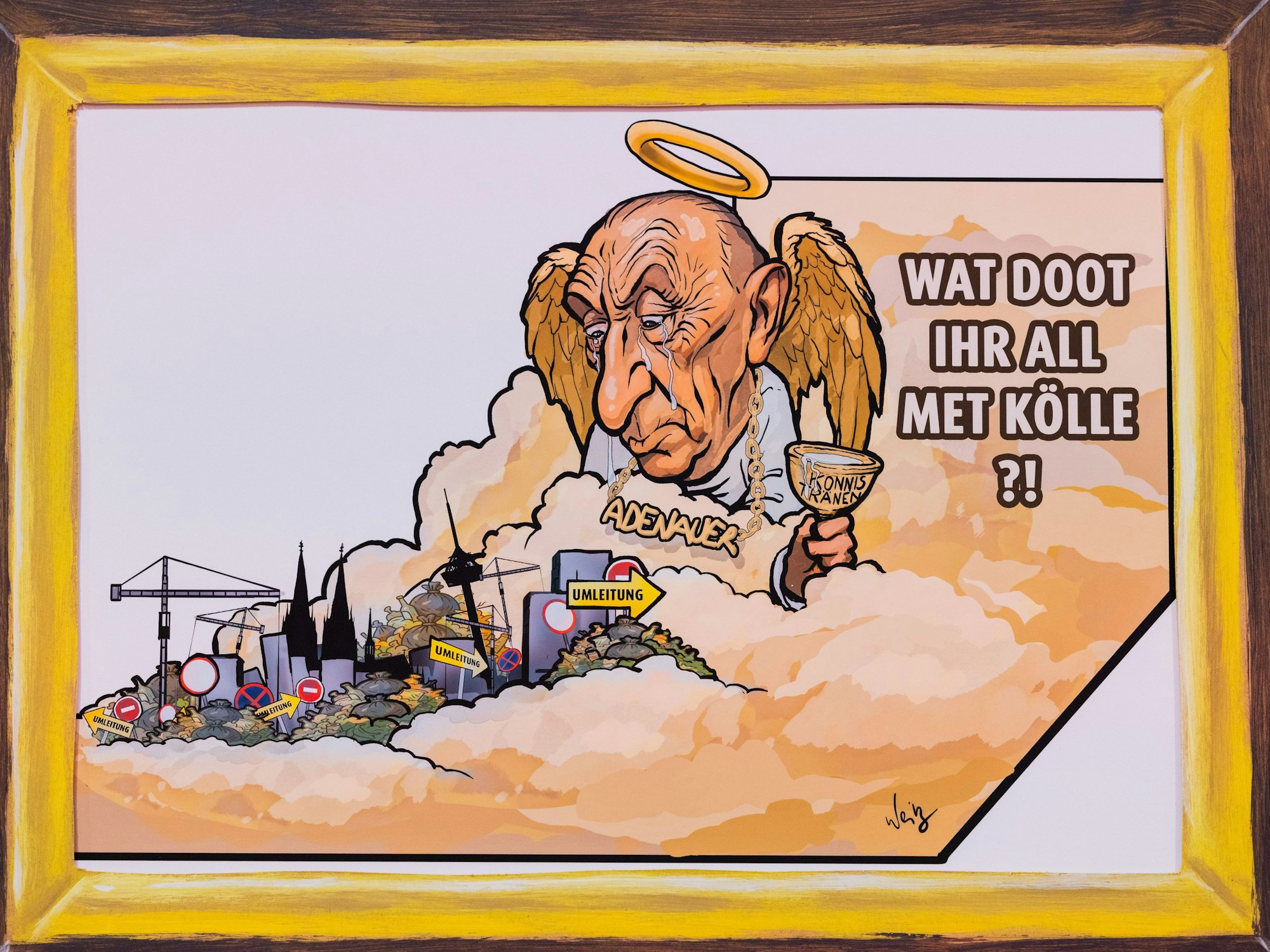 Eine Skizze zeigt den Motivwagen zum Thema Verwahrlosung der Stadt.