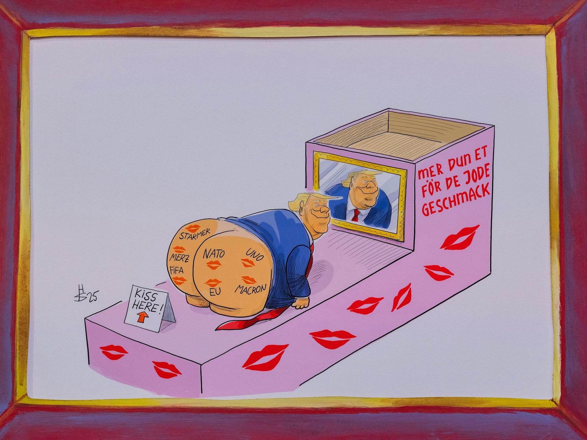 Eine Skizze für den Wagen zum Thema Donald Trump im Rosenmontagszug.