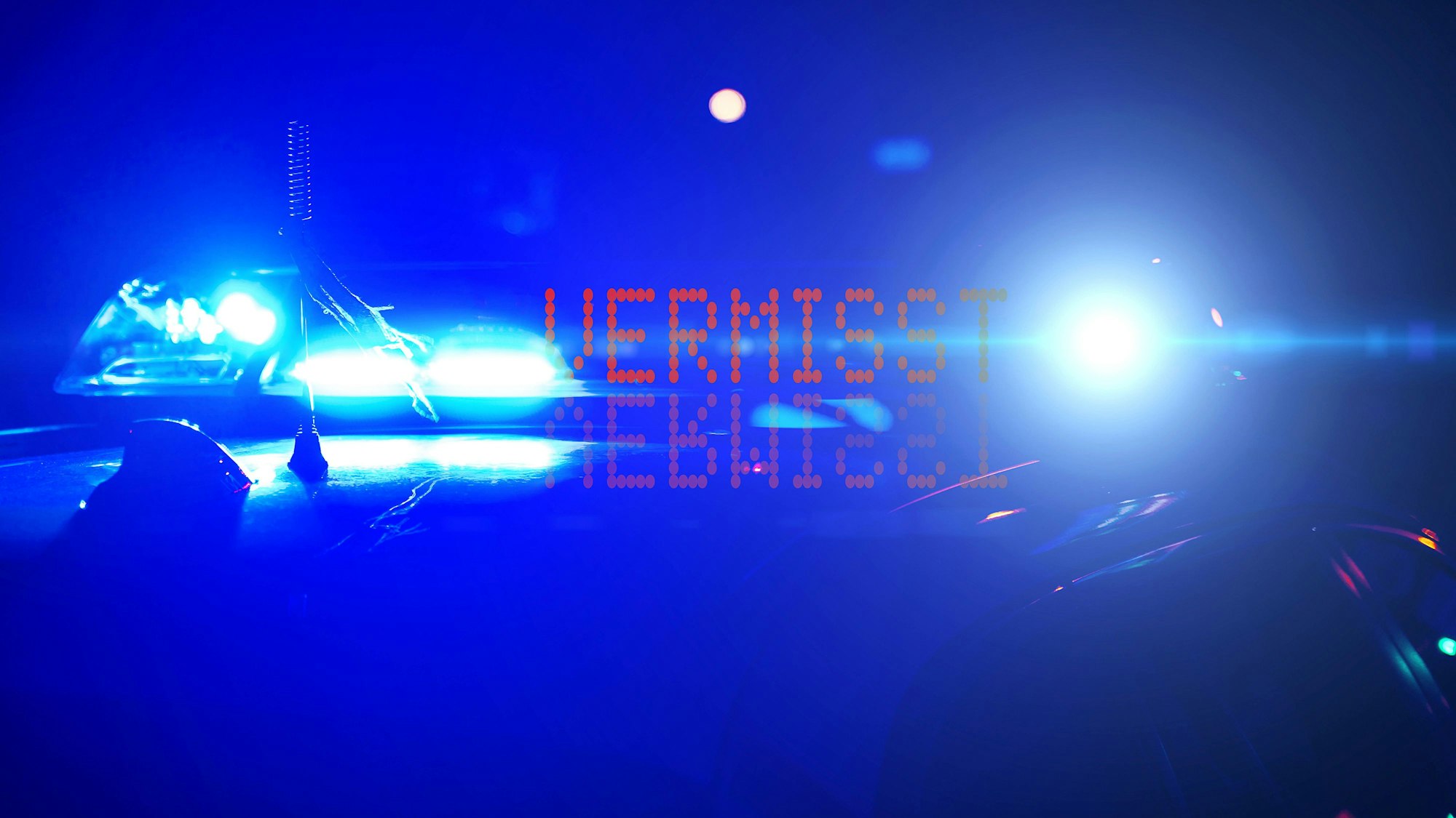 Polizeiauto Blaulicht "Vermisst" Anzeige