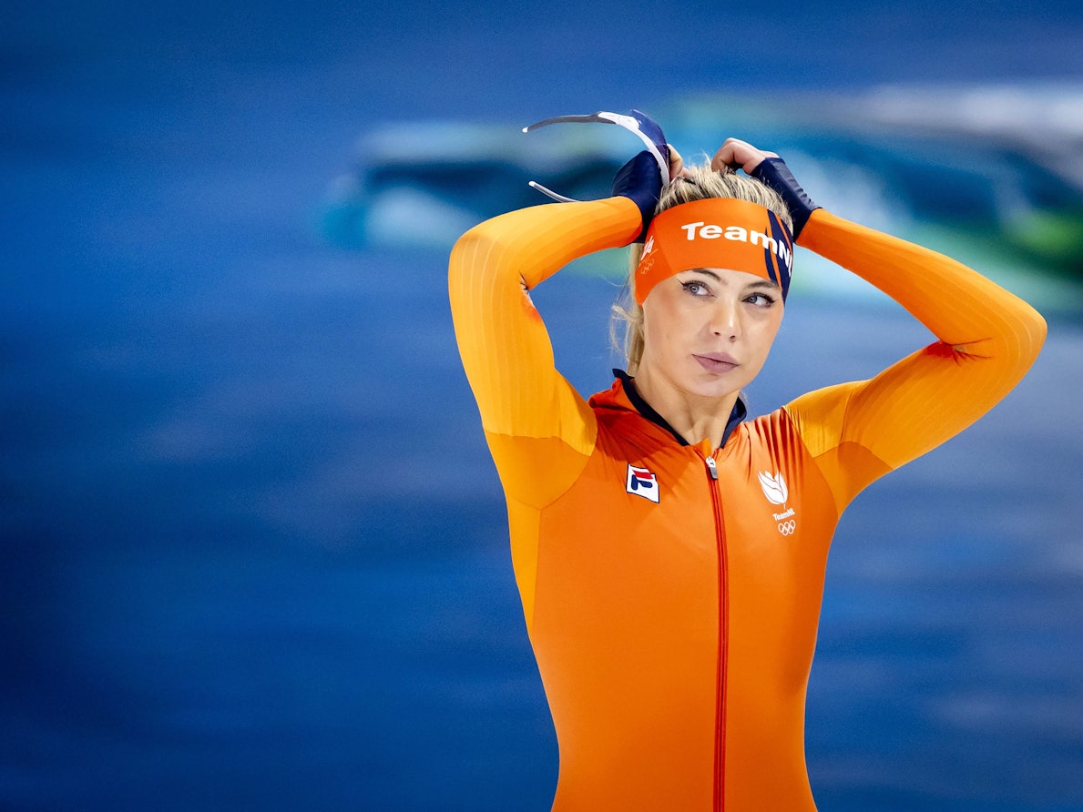 Jutta Leerdam bei einem Eisschnelllauf-Wettkampf.