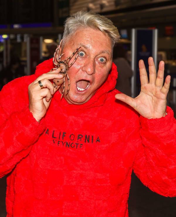 Hubert Fella in rotem Pullover mit Spinne.