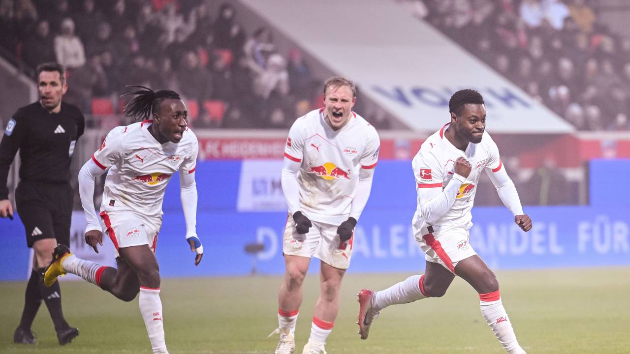 Jubelnde Profis von RB Leipzig