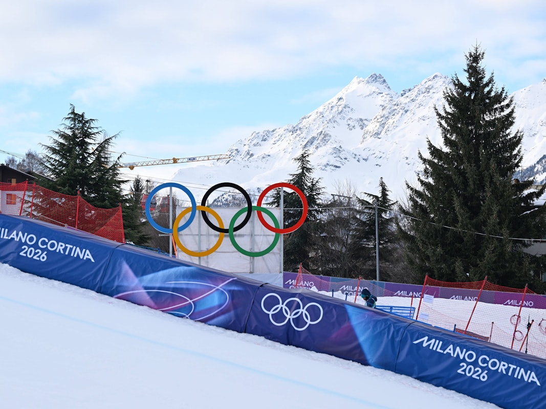 Bild von der alpinen Abfahrtspiste bei Olympia 2026.