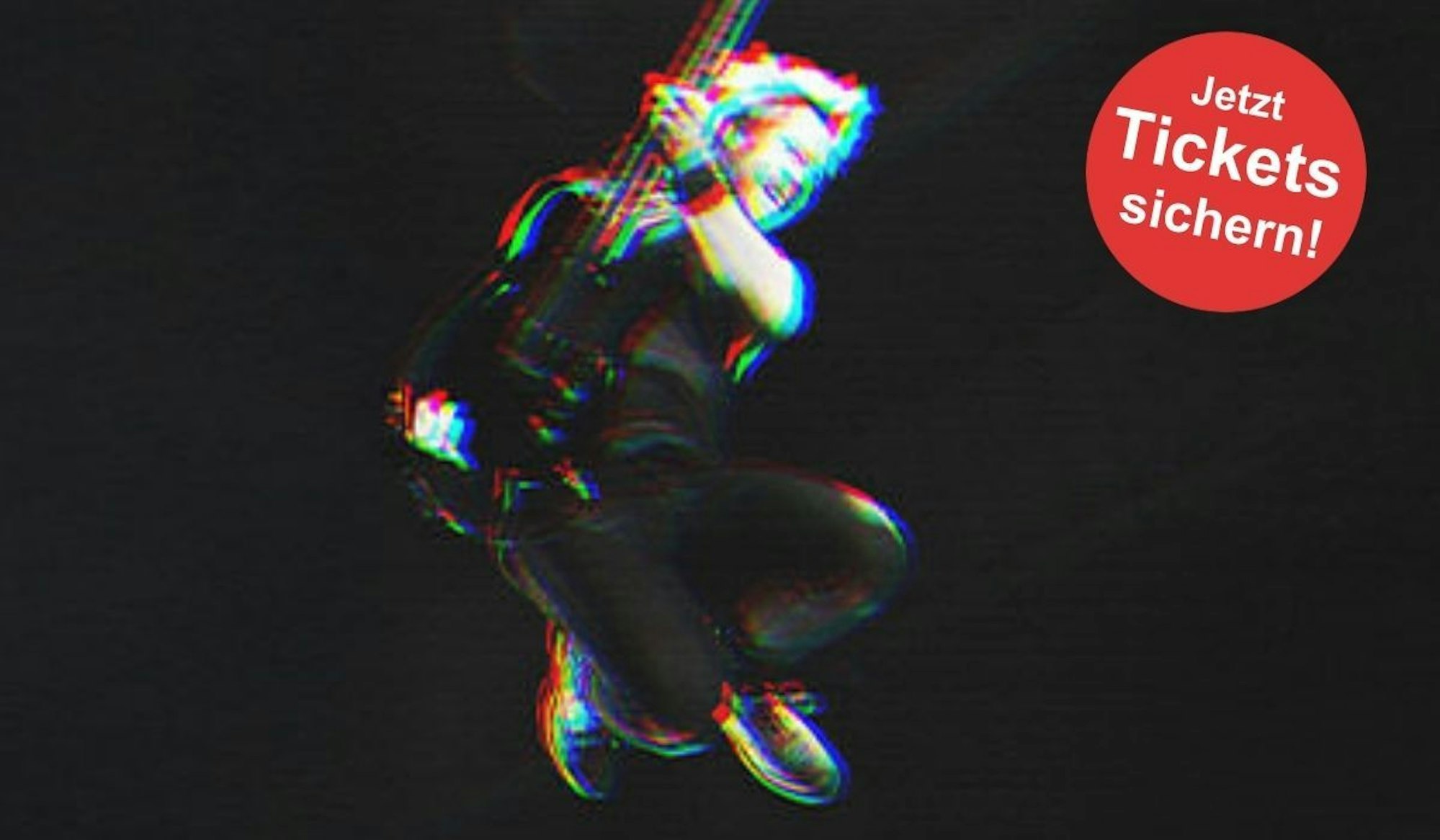 Chesney Hawkes mit E-Gitarre, Bildmaterial zur Smash It To Pieces Tour.