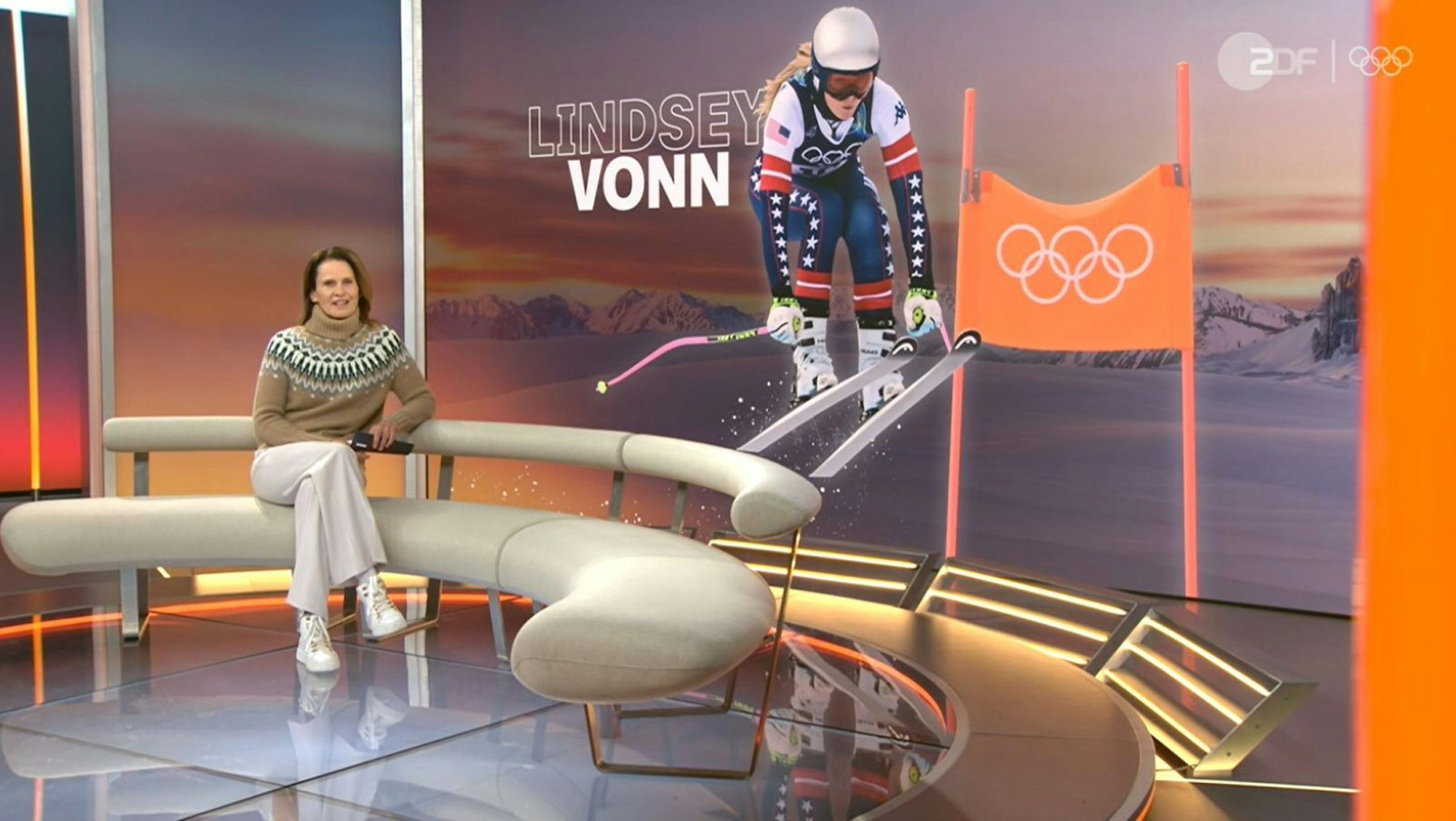 Bei Katrin Müller-Hohenstein dreht sich vor dem Rennen alles um Lindsey Vonn. (Bild: ZDF)