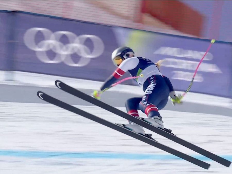 Lindsey Vonns olympisches Comeback endet mit einem schweren Sturz bei der Abfahrt. (Bild: 2026 Getty Images/Handout)