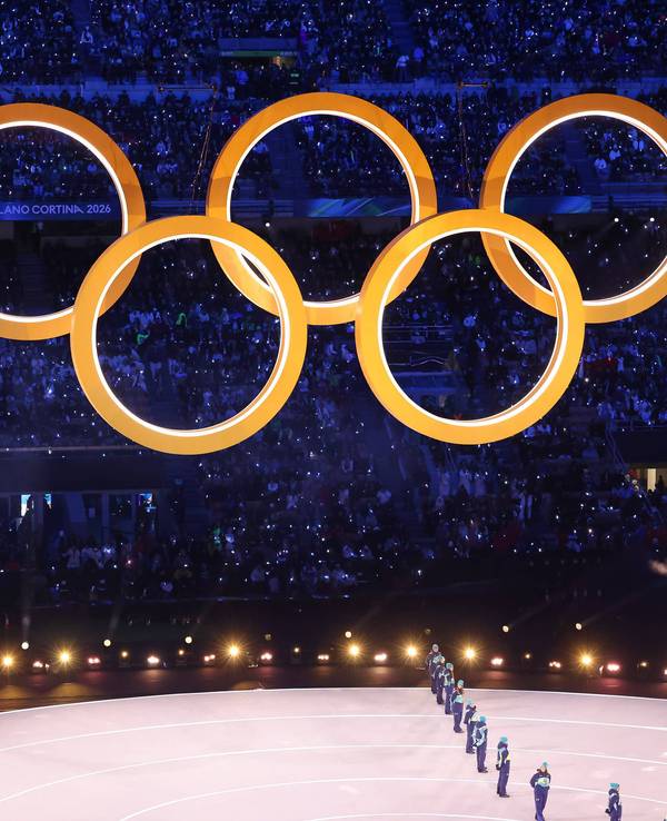 Die olympischen Ringe bei der Eröffnungsfeier.