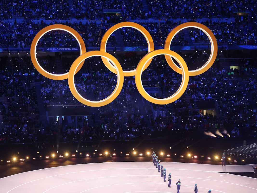 Die olympischen Ringe bei der Eröffnungsfeier.
