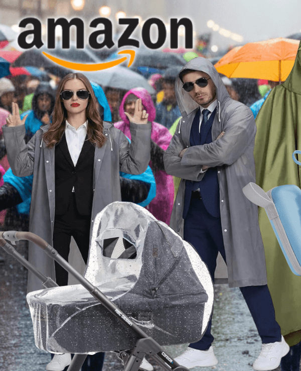 Collage von verschiedenen Regenschutz-Produkten wie Ponchos und Jacken für den Karneval.