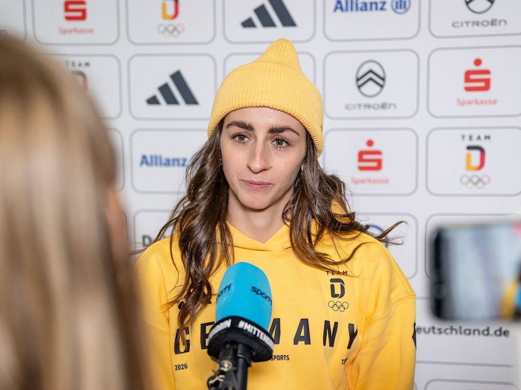 Vanessa Voigt im TV-Interview bei Olympia.