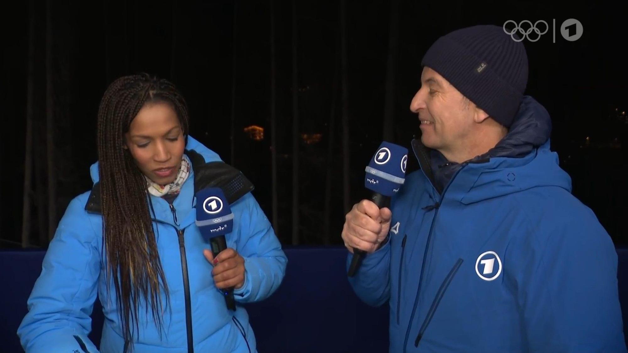Mariama Jamanka und Claus Lufen im TV-Gespräch in der ARD.