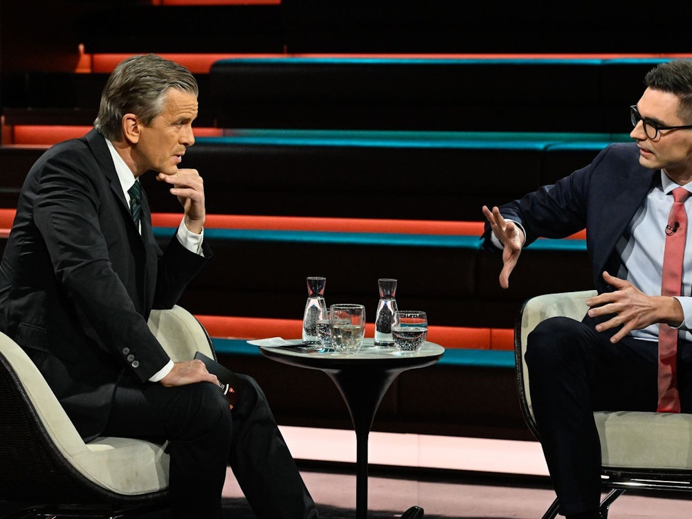 Lange hielt sich Markus Lanz in der Diskussion unter anderem mit CDU-Politiker Sepp Müller zurück, ehe es aus dem ZDF-Moderator herausbrach. (Bild: ZDF / Markus Hertrich)