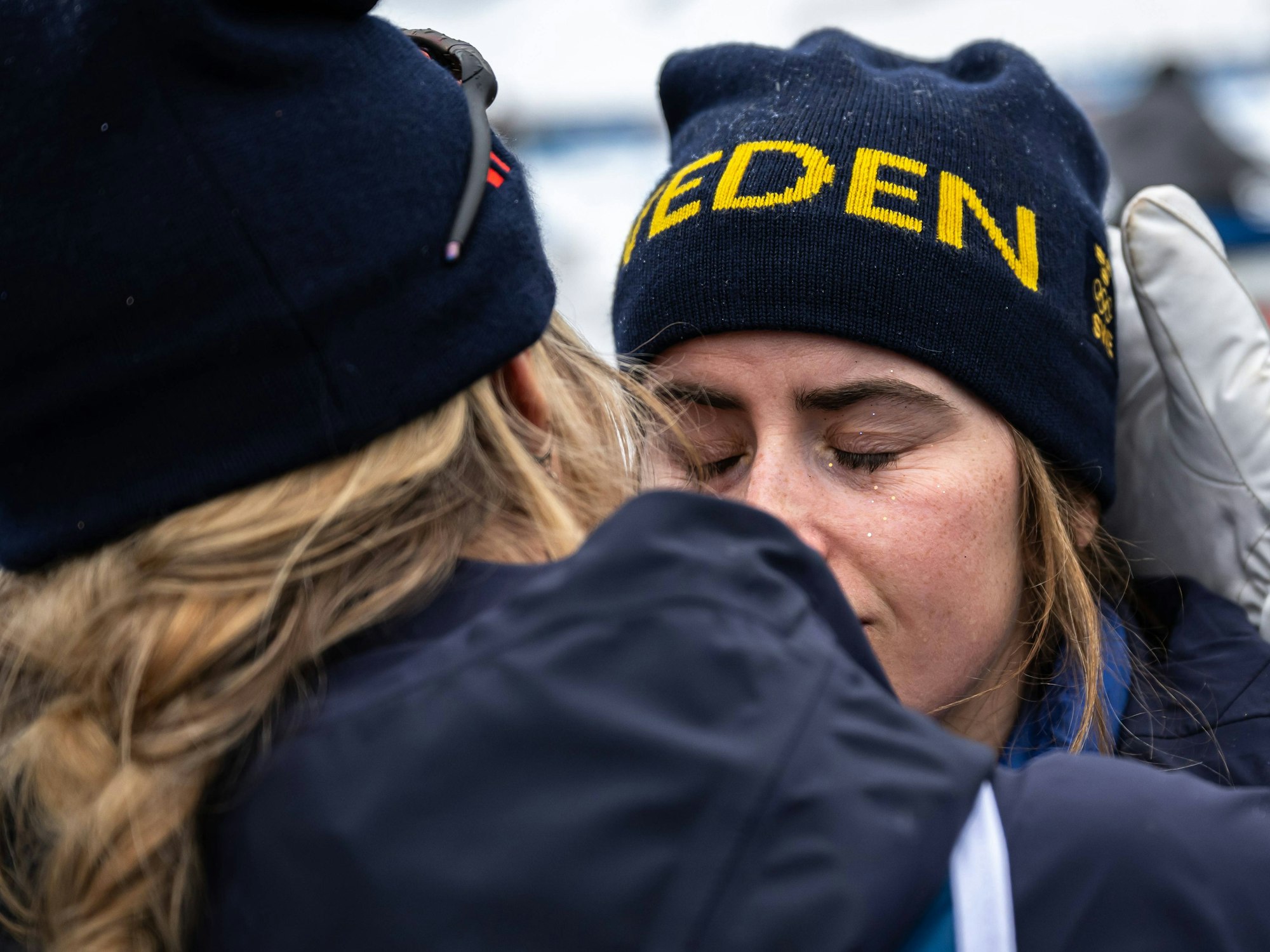 Ebba Andersson niedergeschlagen im Ziel