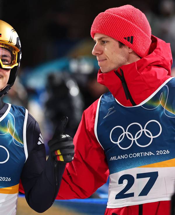 Philipp Raimund nach seinem Auftritt beim Skispringen bei Olympia.