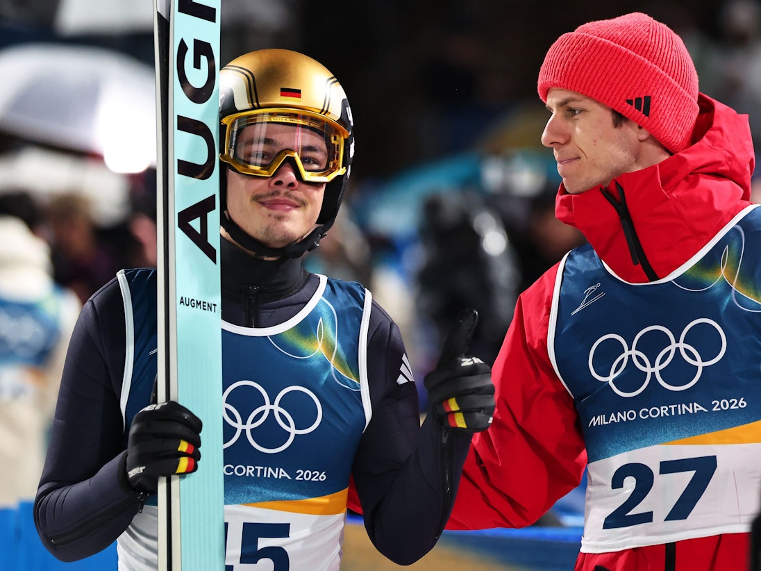 Philipp Raimund nach seinem Auftritt beim Skispringen bei Olympia.