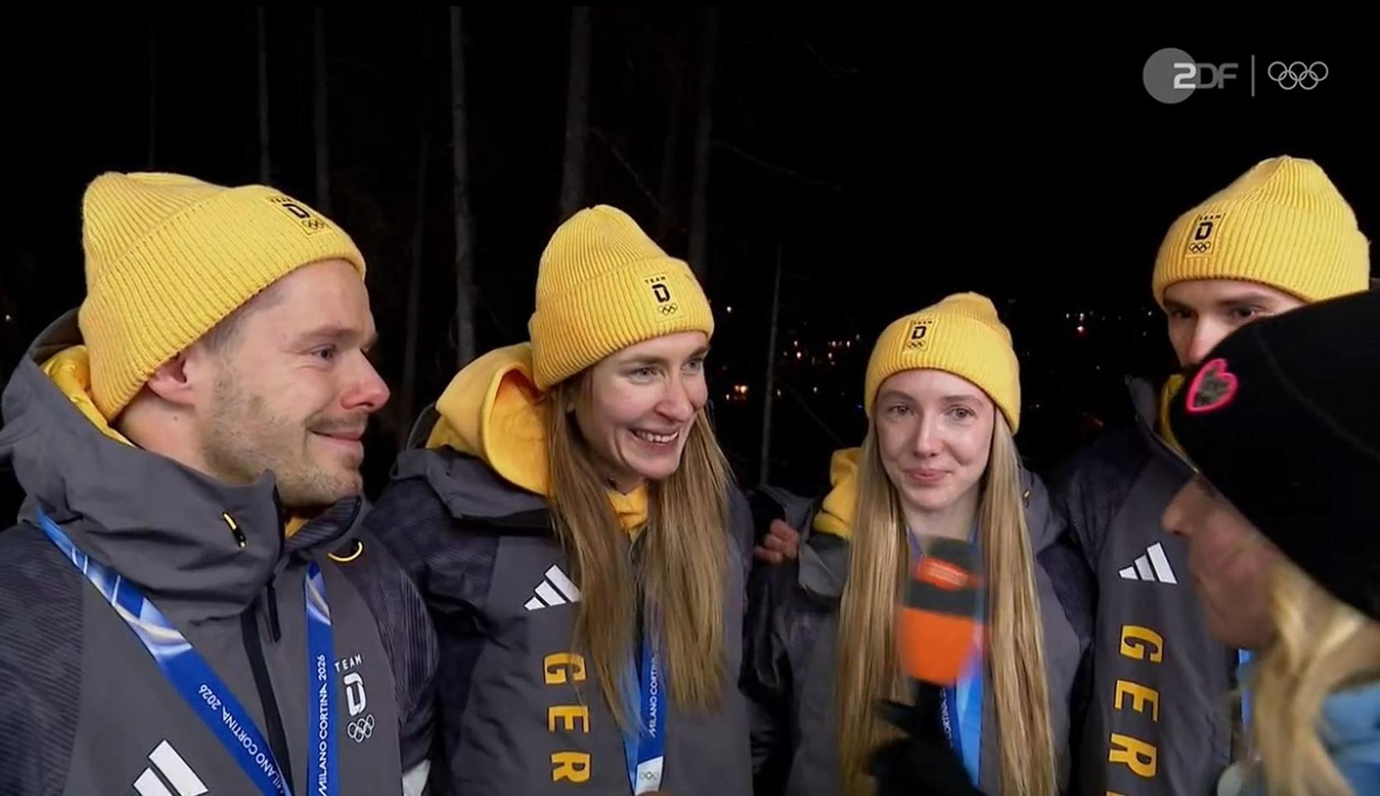 Die deutschen Skeletonis sind im ZDF-Interview emotional.