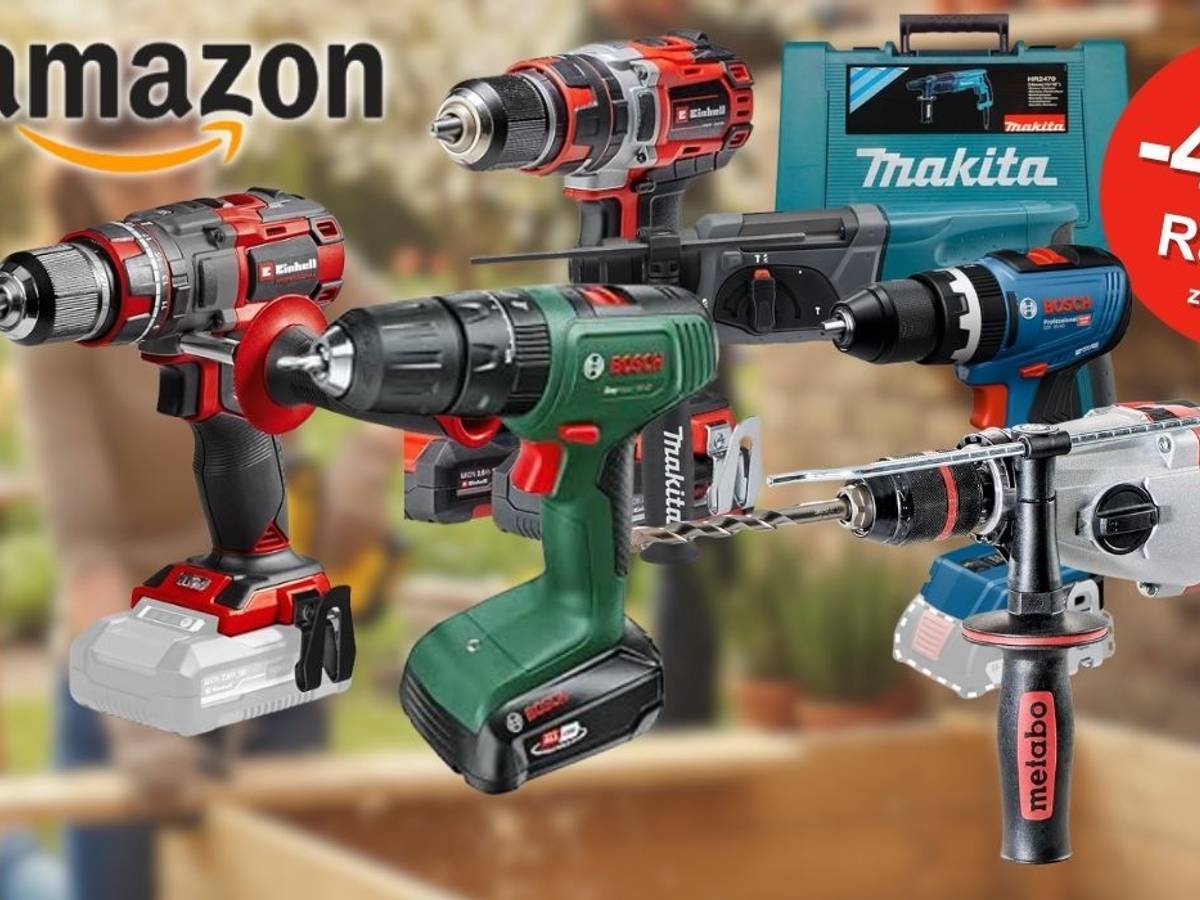 Bohrmaschinen und Bohrschrauber von Marken wie Bosch Professional, Makita, Einhell, Metabo und Bosch Home and Garden.