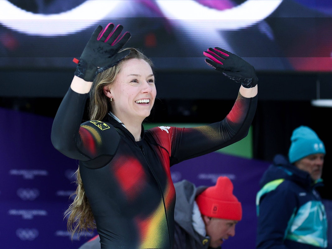 Laura Nolte jubelt nach ihrer Olympia-Fahrt im Monobob.