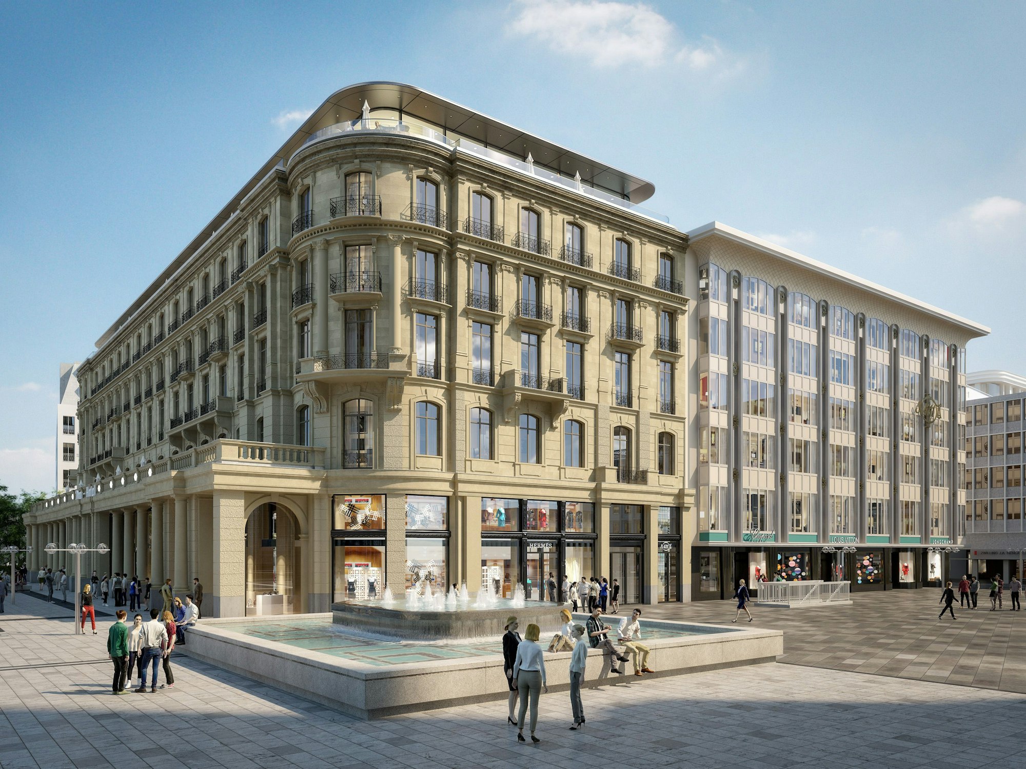 Diese Visualisierung zeigt das Dom-Hotel in Köln.