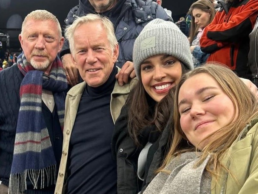 Boris Becker, Johannes B. Kerner, dessen Frau Alina und Kerners Tochter Jilly.